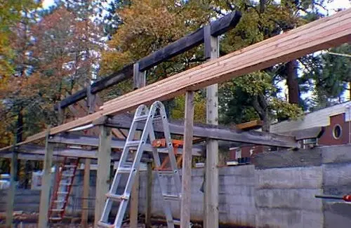1997, construction of our earth sheltered community dining hall in progress