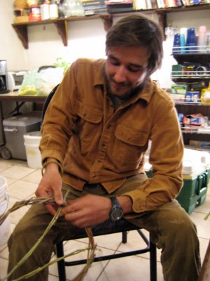 Andrew teaching how to make a willow basket